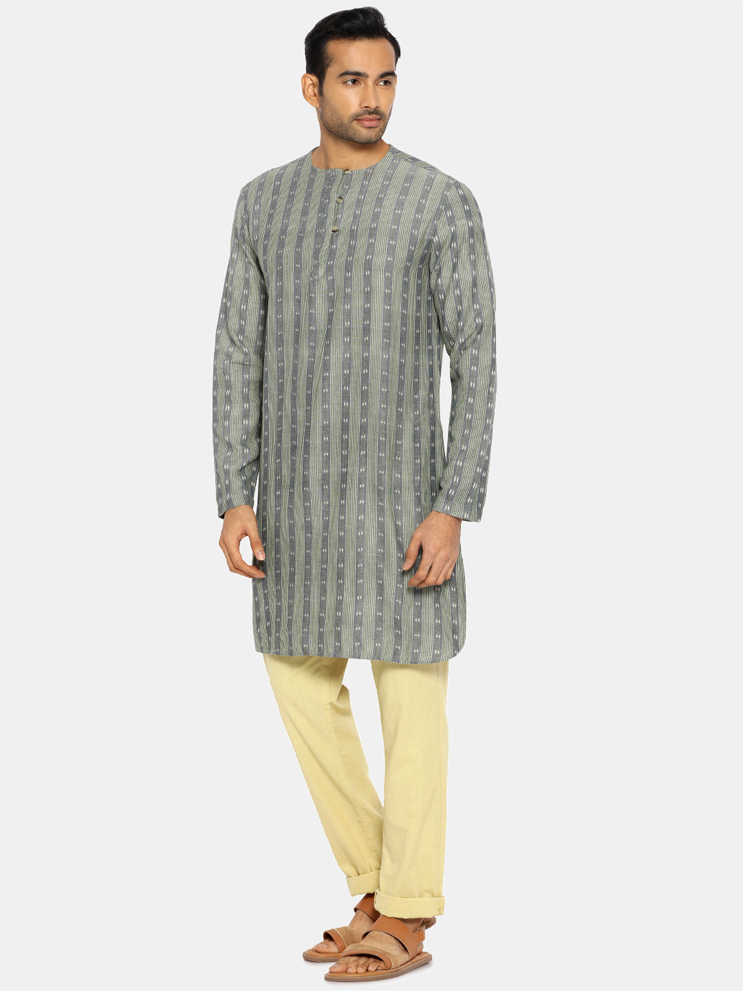 Seaweed green ikat kurta