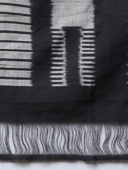 Pochampally ikat black handloom cotton saree