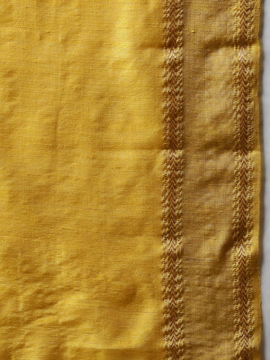 Golden yellow matka silk handloom saree