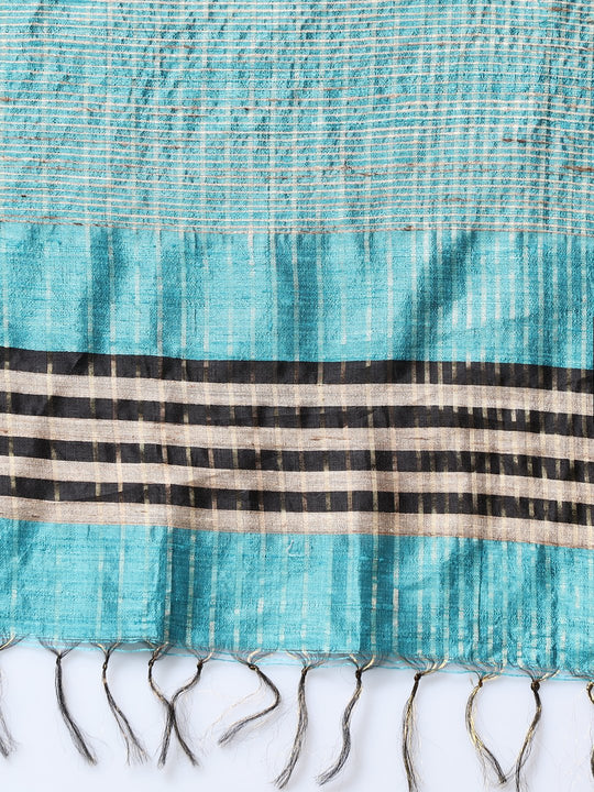 Blue handloom tussar silk saree