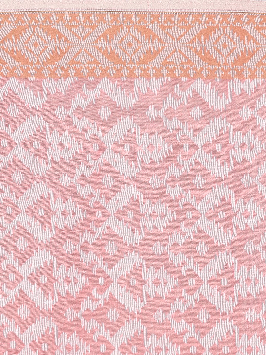Pink jamdani soft cotton saree