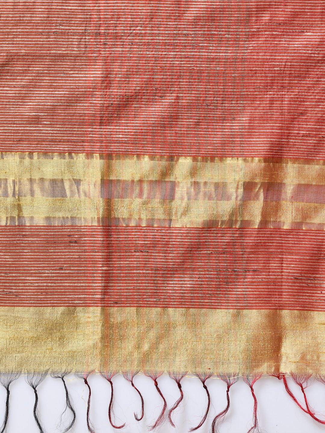 Bronze gold handloom tussar silk saree