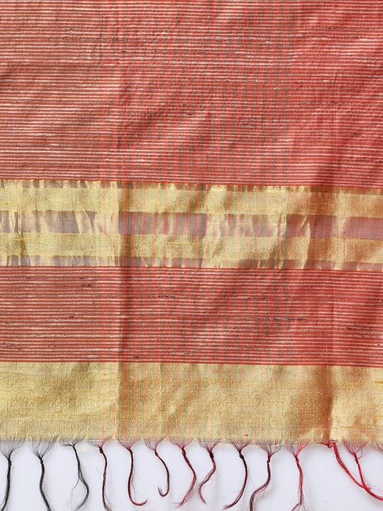Bronze gold handloom tussar silk saree