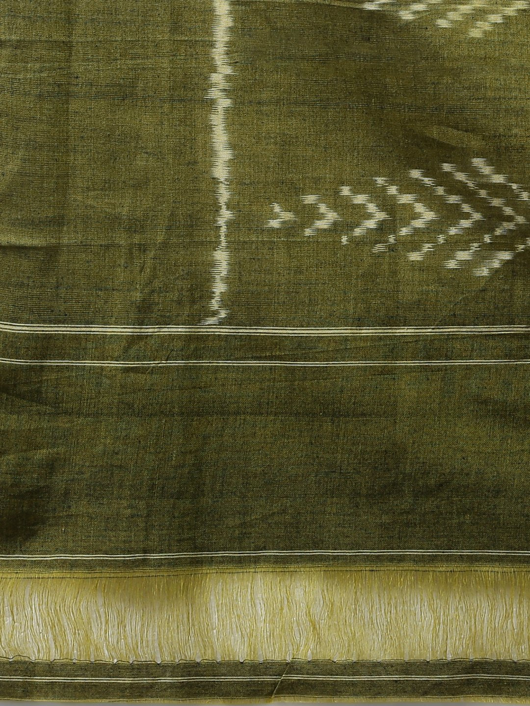 Grey green ikat handloom cotton saree