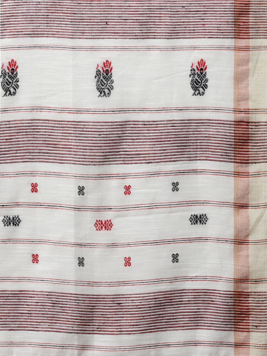 White handspun handloom cotton saree