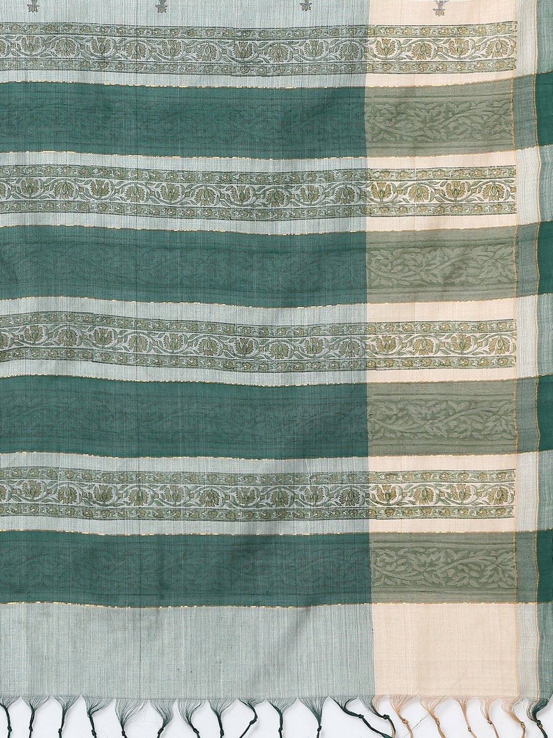 Light blue cotton block print saree