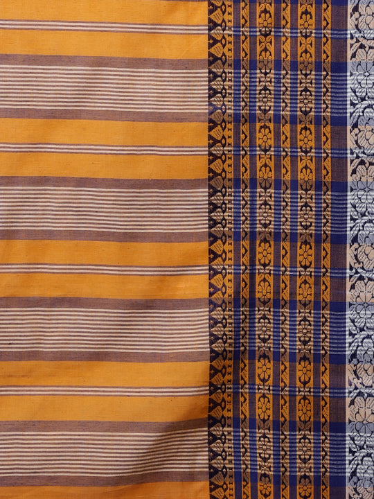 Orange handloom cotton bengal saree