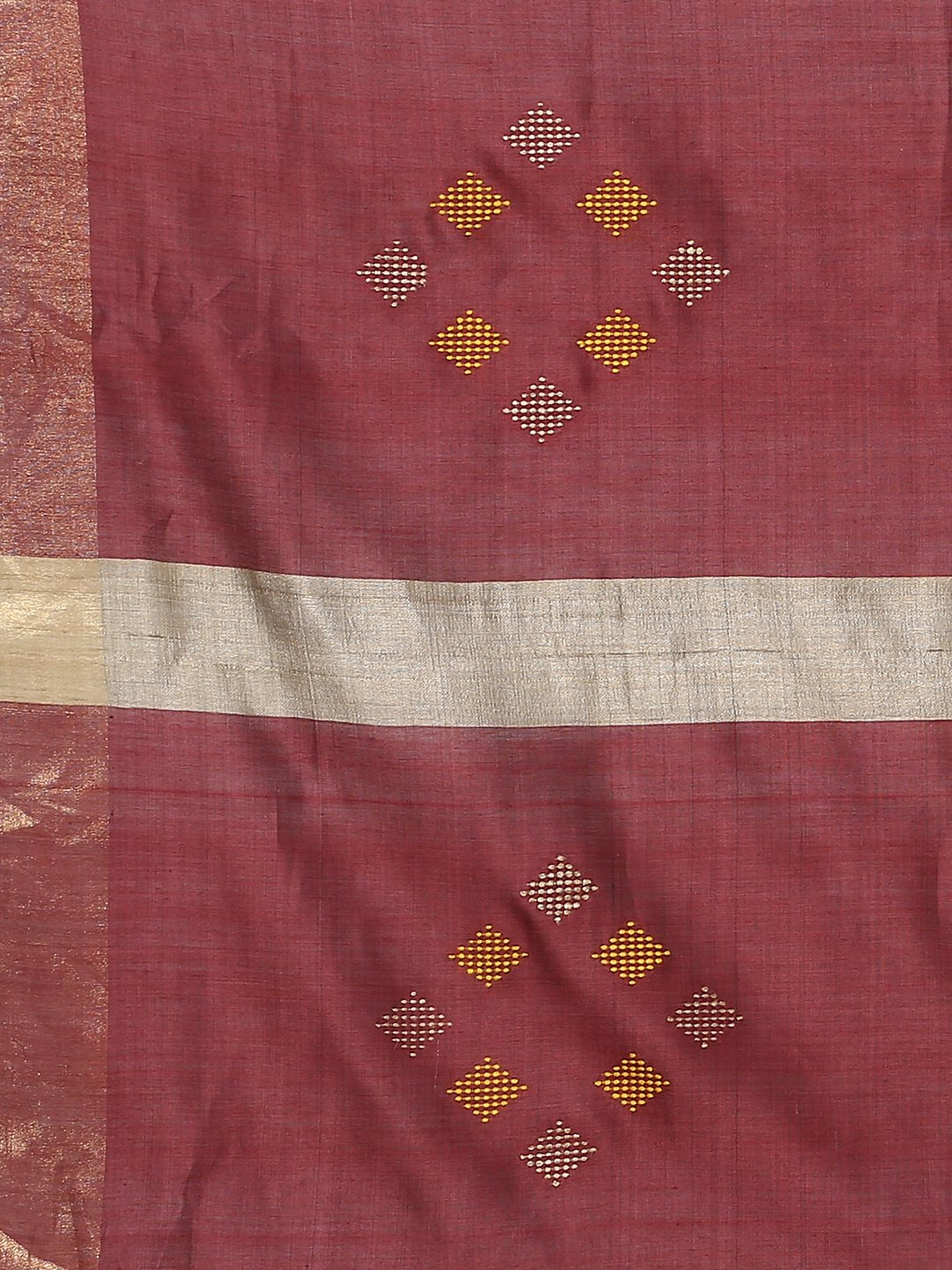 Greyish silver tussar silk saree
