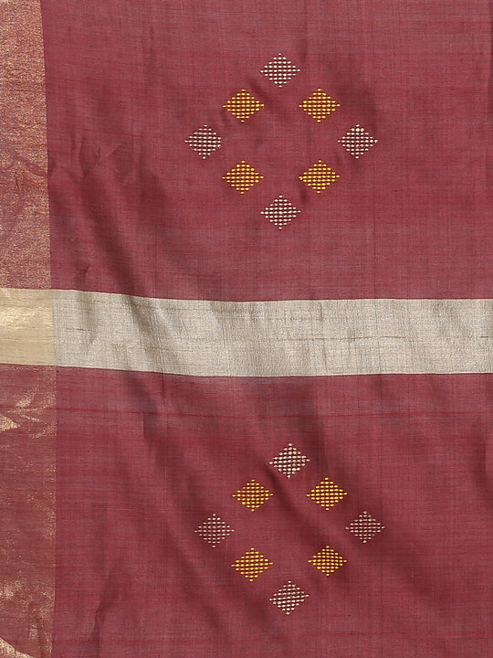 Greyish silver tussar silk saree