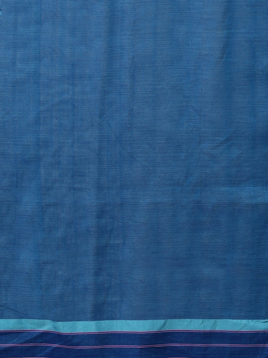 Navy blue handloom phulia cotton saree