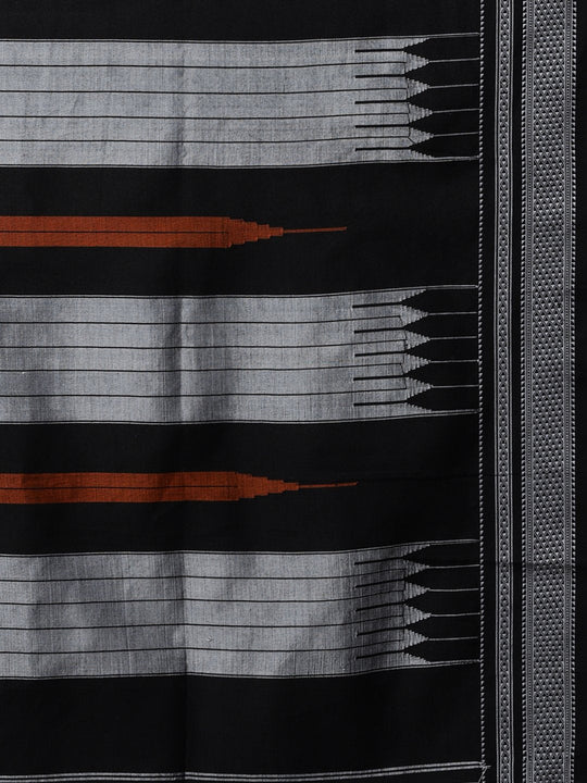 Rust brown stripe ilkal handloom saree