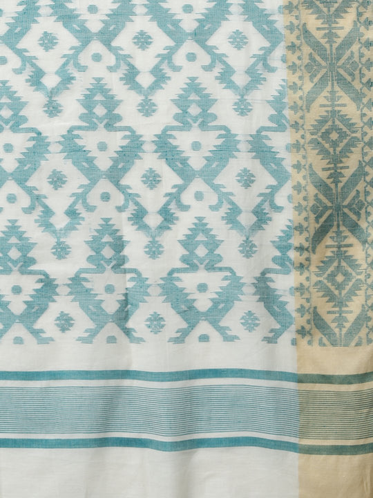 Jamdani white bengal handloom cotton saree