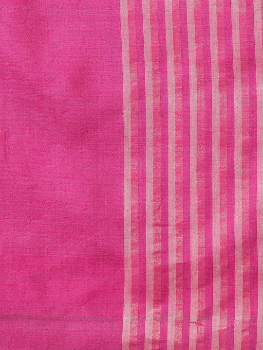 Pink striped handloom tussar silk saree