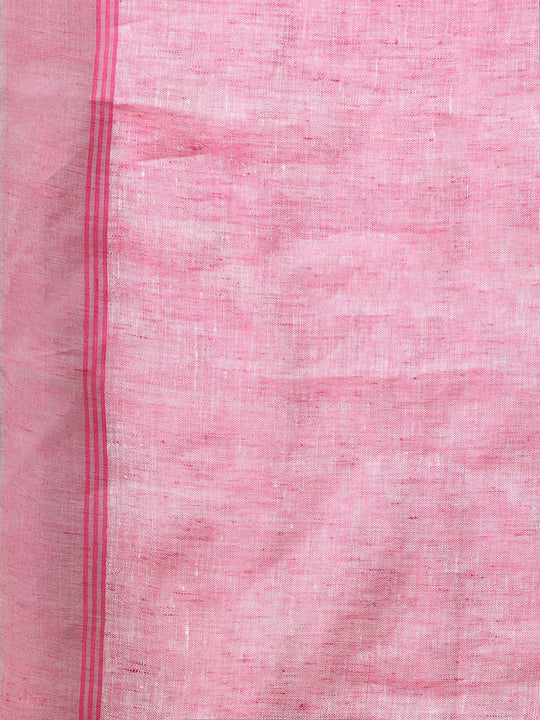 Light yellow handloom linen saree