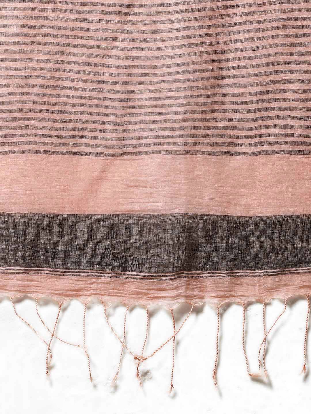 Light orange linen handloom saree