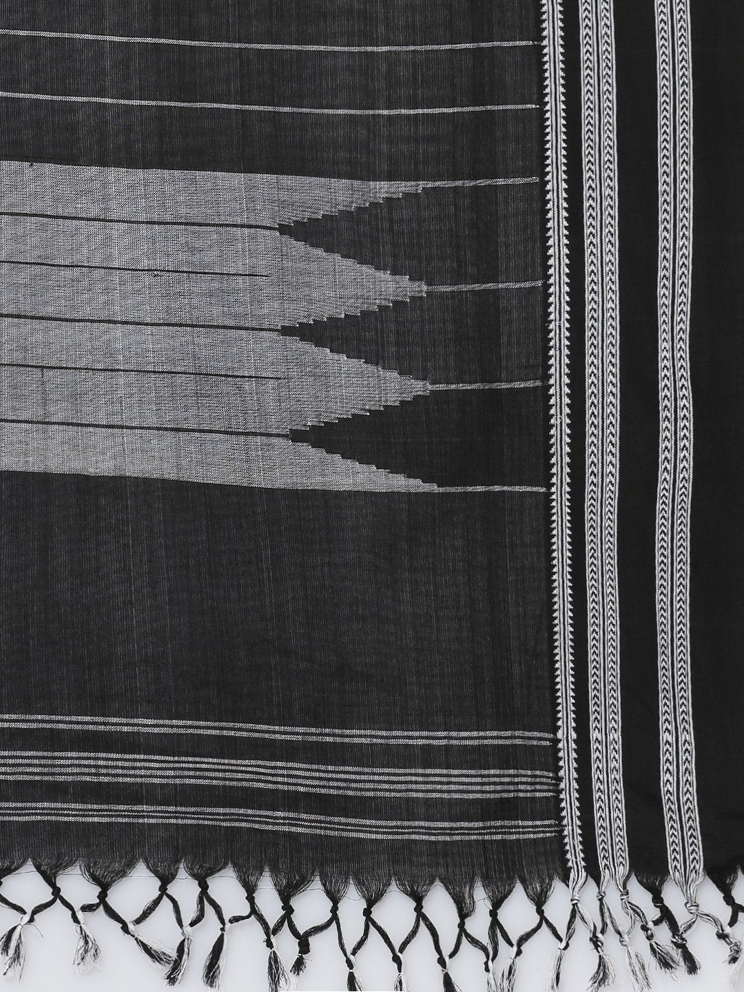 Plain jet black ilkal cotton saree