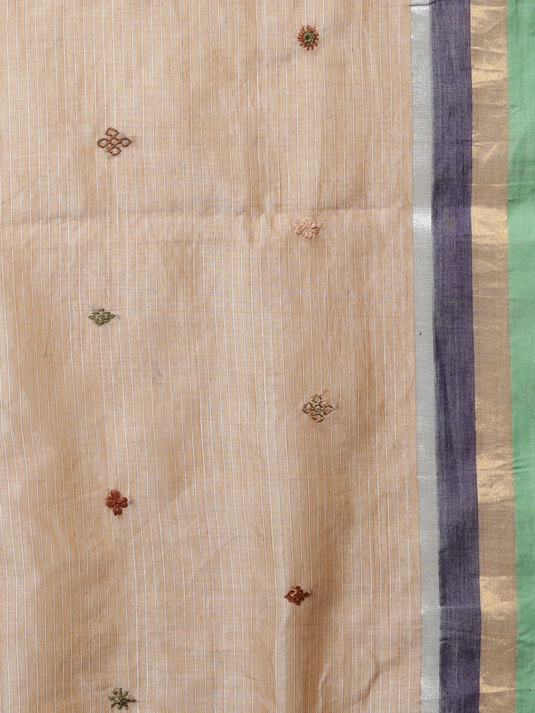 Beige hand embroidery cotton saree