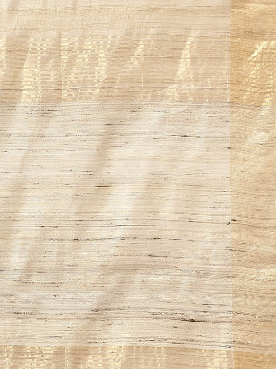 Beige tussar silk saree