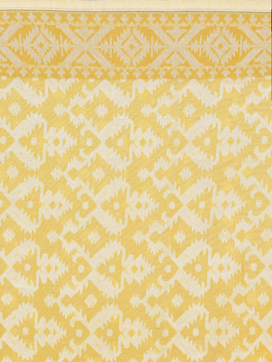 Yellow jamdani soft cotton saree