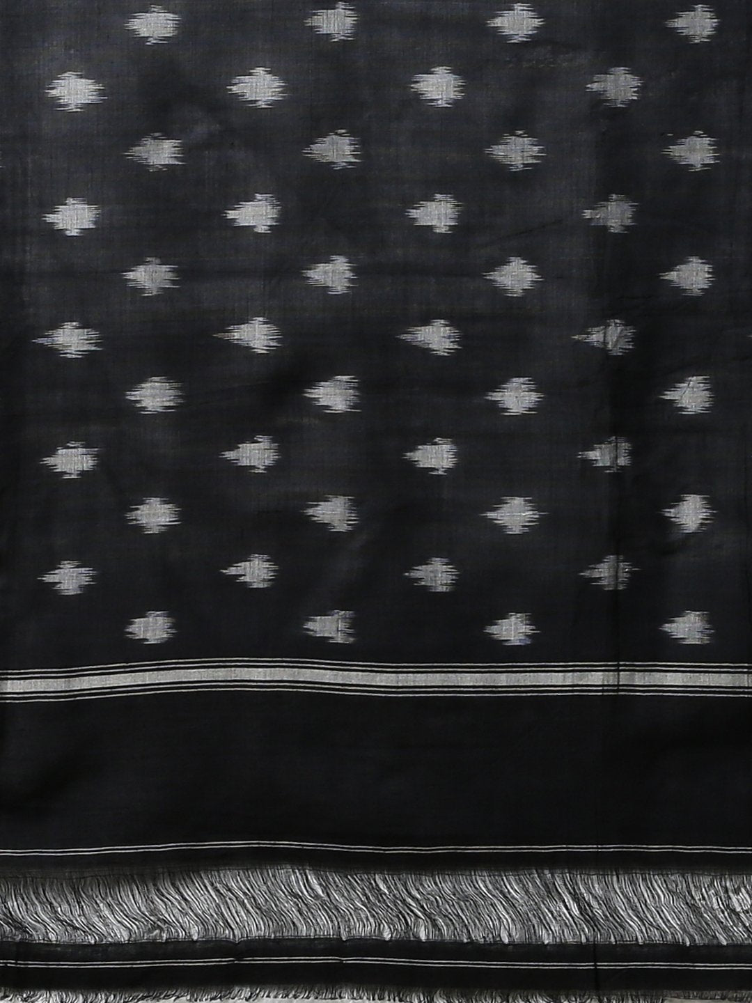 Grey white ikat handloom cotton saree