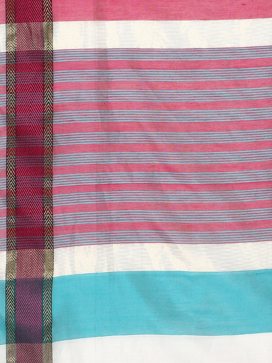 White silk cotton maheshwari saree