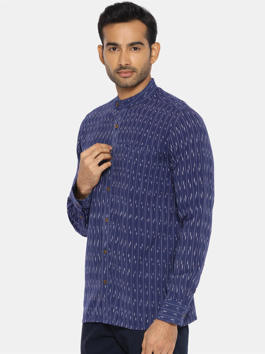 Navy blue extended collared shirt