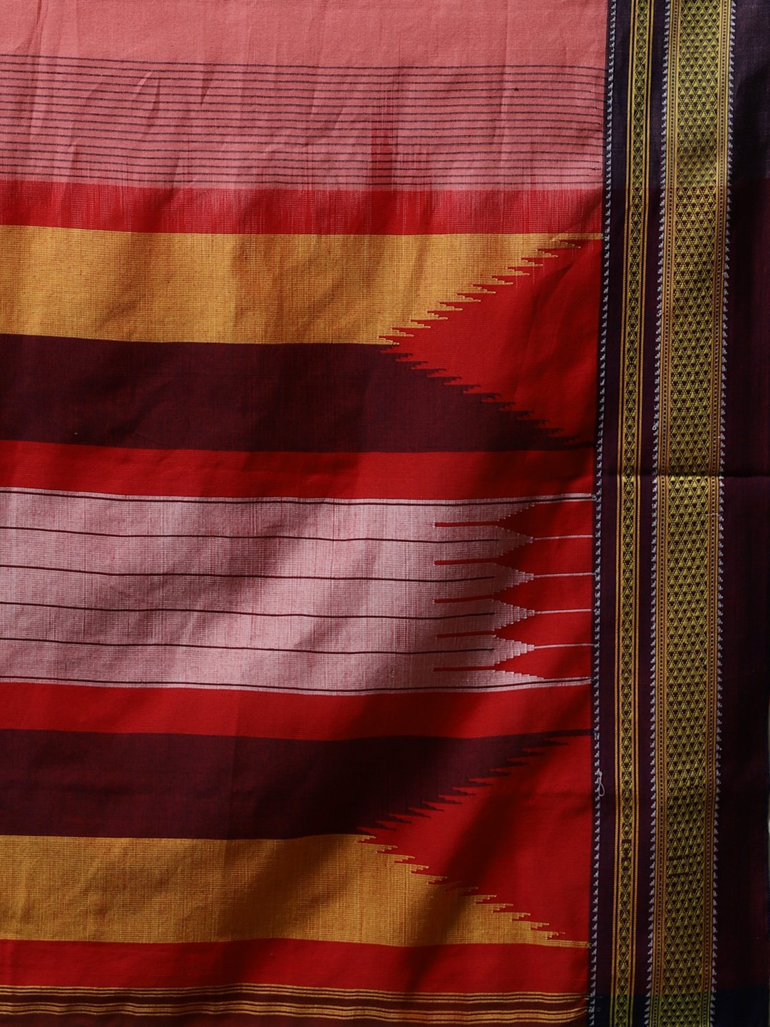 Peach ilkal handloom cotton saree