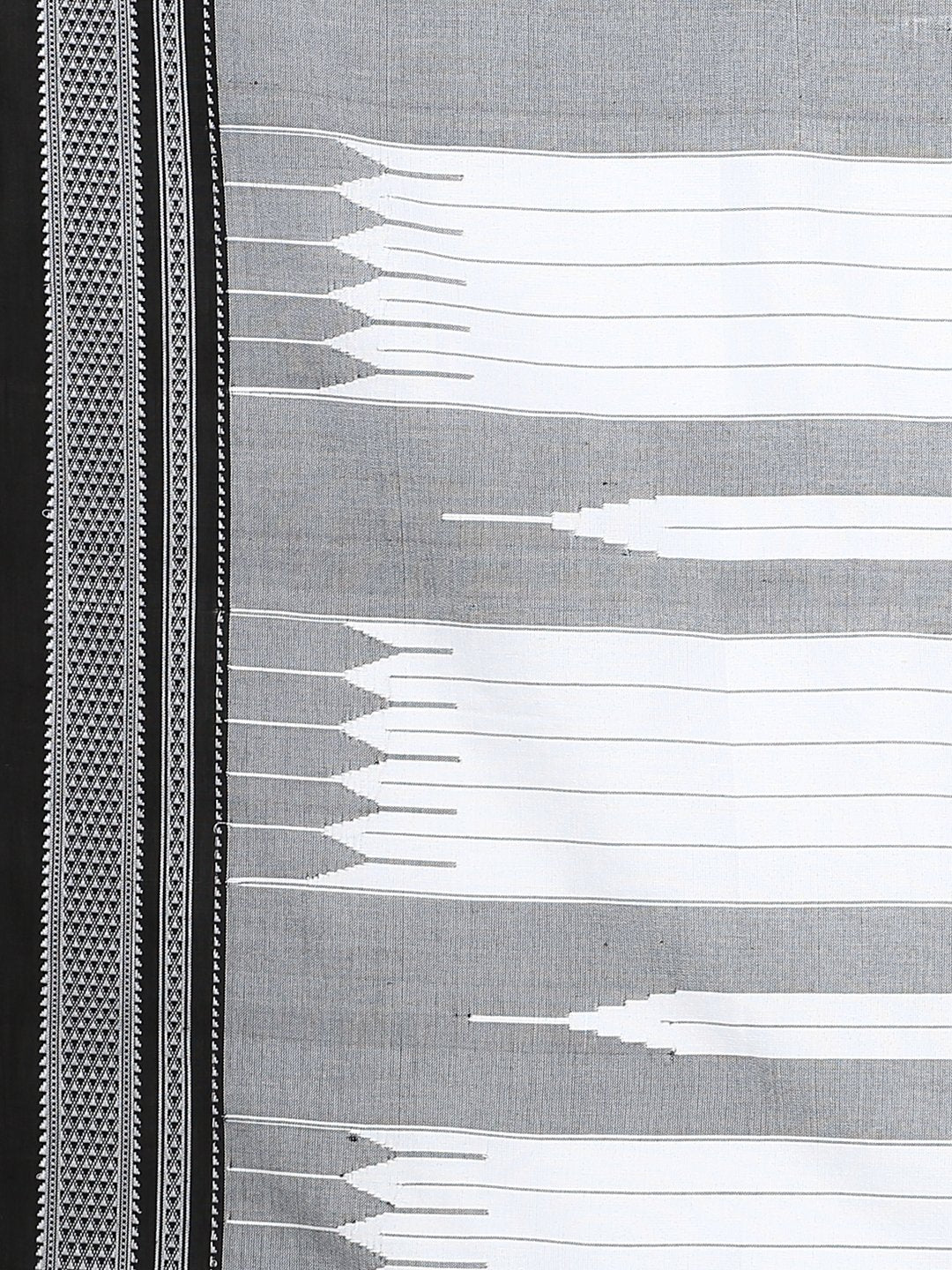Grey striped white ilkal cotton saree