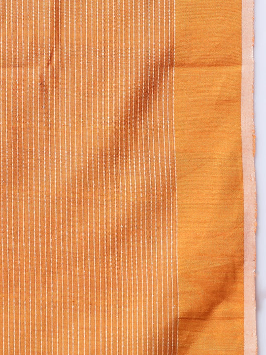 Orange handloom tussar silk saree