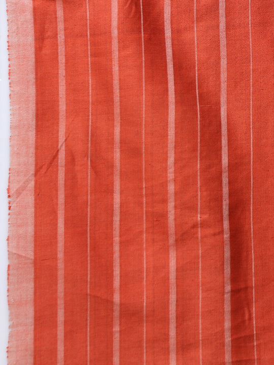 Rust brown checks handloom tussar silk saree