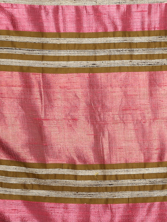 Pink tussar silk saree