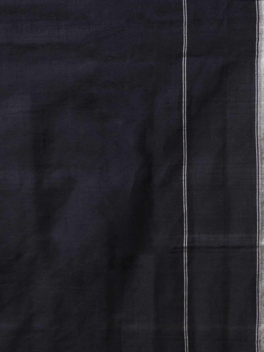 Black pochampally ikat handloom cotton saree