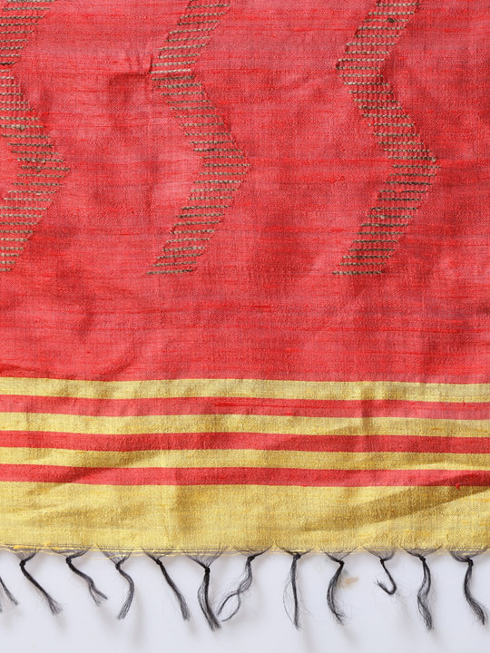 Golden handloom tussar silk saree
