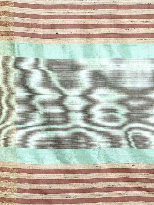 Aqua green tussar silk saree