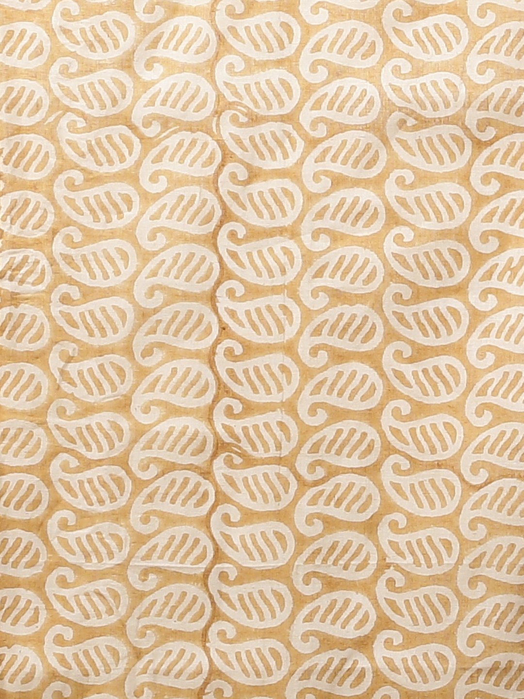 Cream brown handblock printed cotton saree