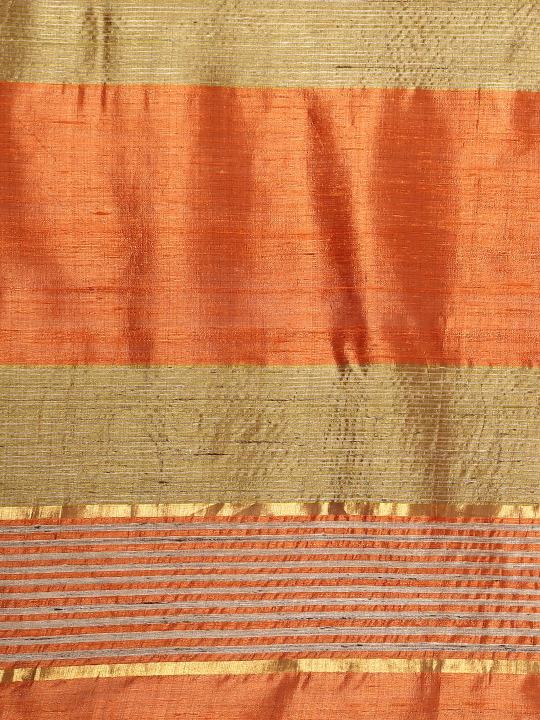 Plain orange tussar silk saree