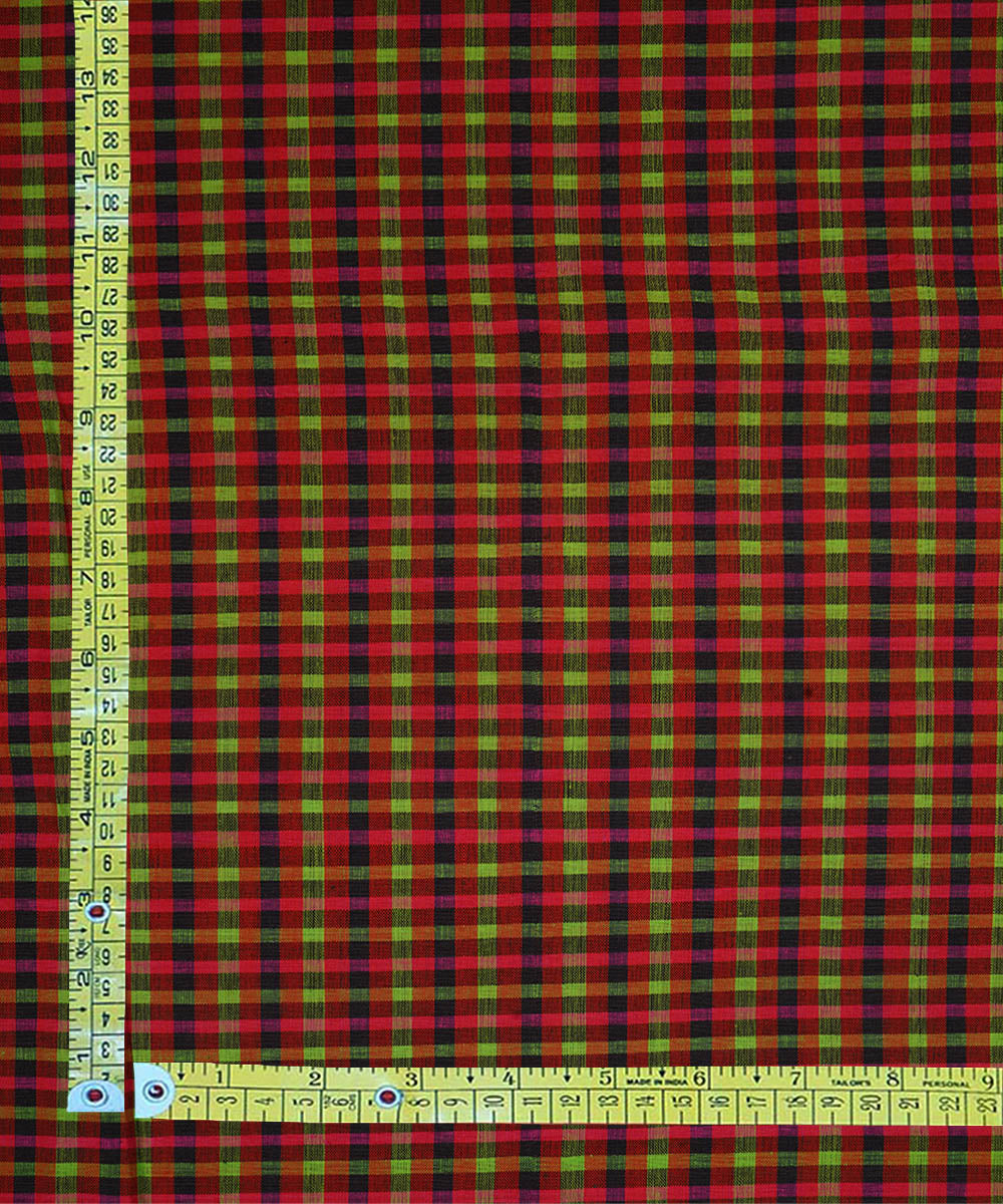 3m Multicolour hand woven checks cotton mangalgiri kurta material