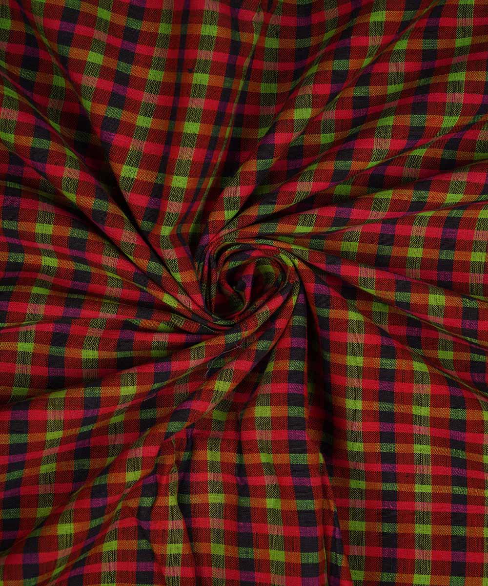 3m Multicolour hand woven checks cotton mangalgiri kurta material