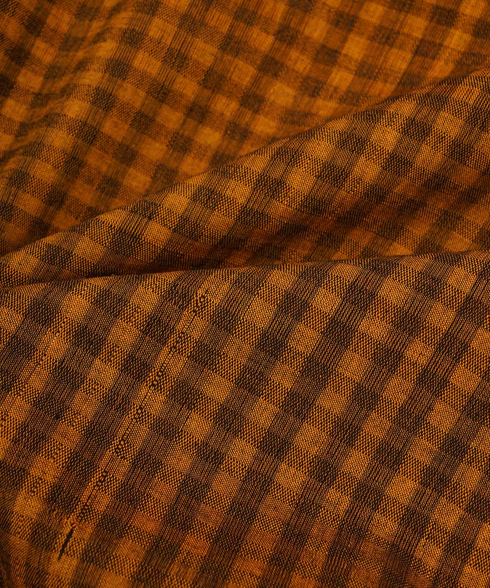 Brown handwoven checks cotton mangalgiri fabric
