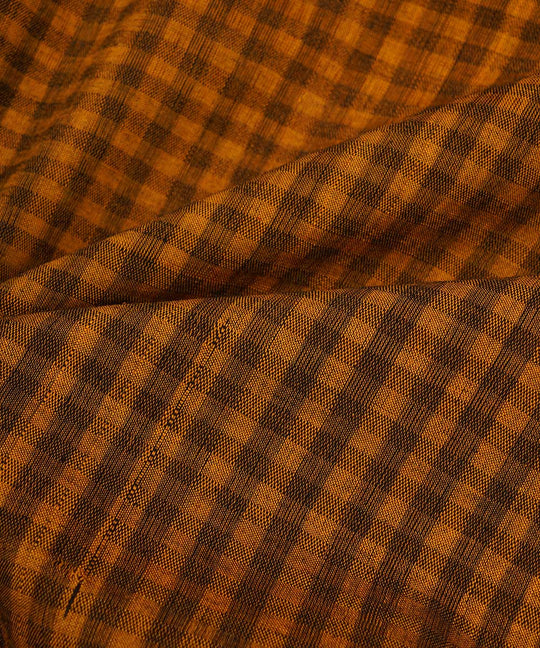 Brown handwoven checks cotton mangalgiri fabric