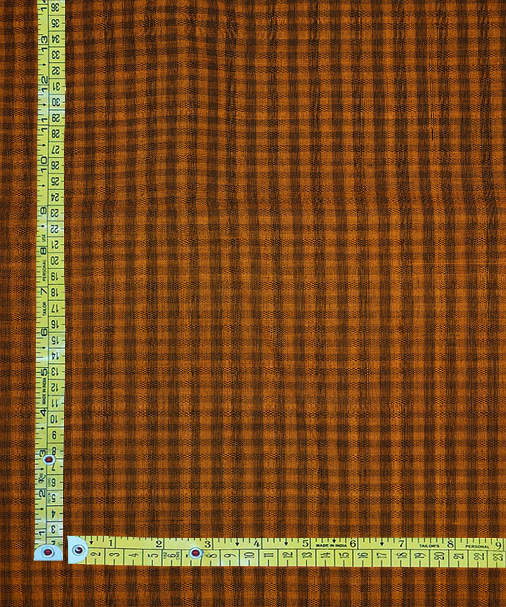 Brown handwoven checks cotton mangalgiri fabric