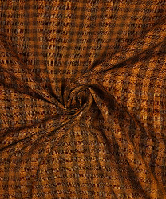 Brown handwoven checks cotton mangalgiri fabric