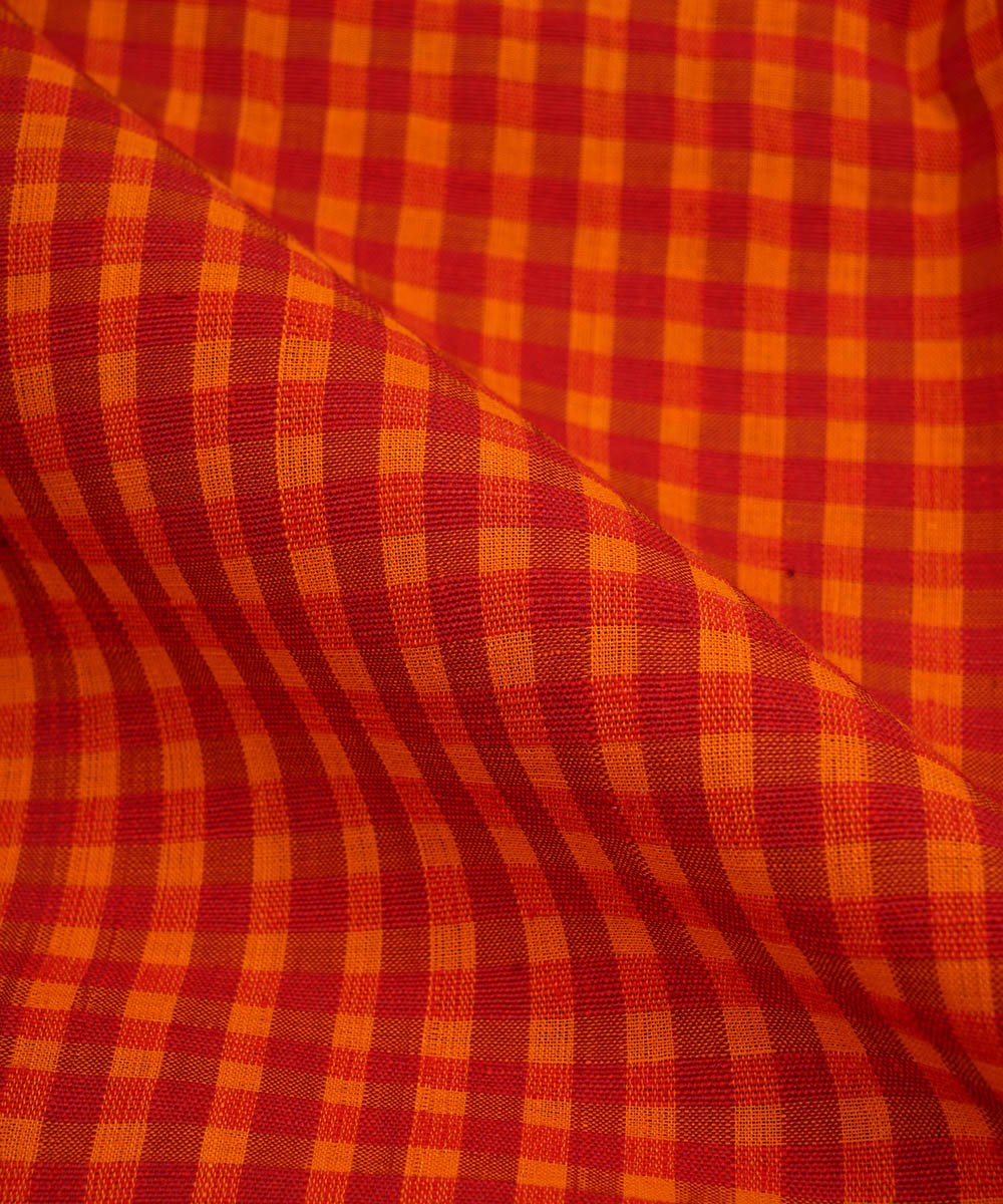 Multicolor handwoven checks cotton mangalgiri fabric