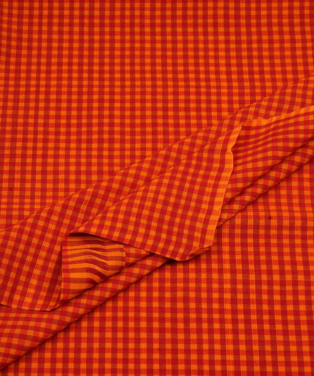 Multicolor handwoven checks cotton mangalgiri fabric