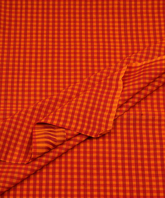 Multicolor handwoven checks cotton mangalgiri fabric