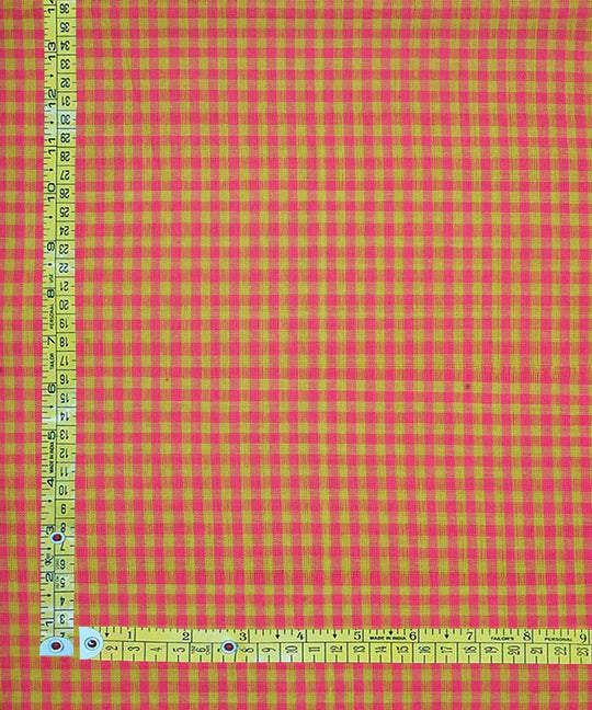 2.5m Green pink handwoven checks cotton mangalgiri kurta material