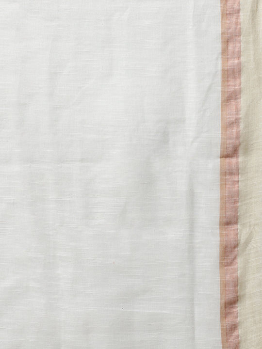 White handspun handloom cotton saree