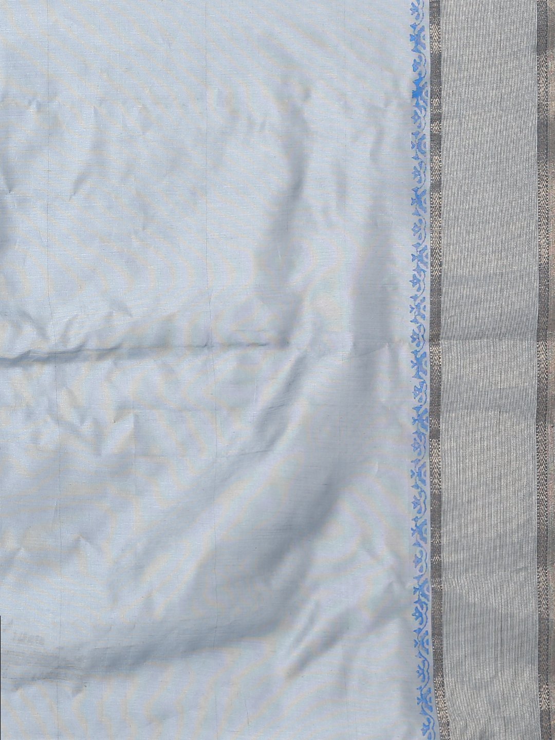 Blue silk cotton printed maheshwari saree
