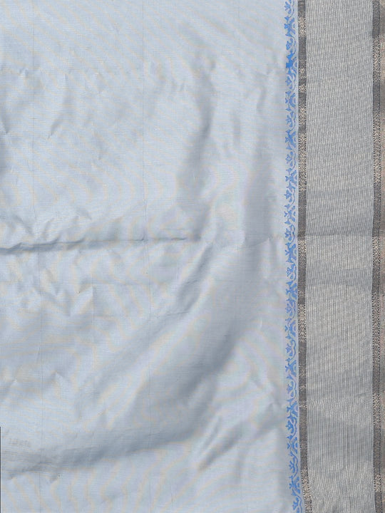 Blue silk cotton printed maheshwari saree