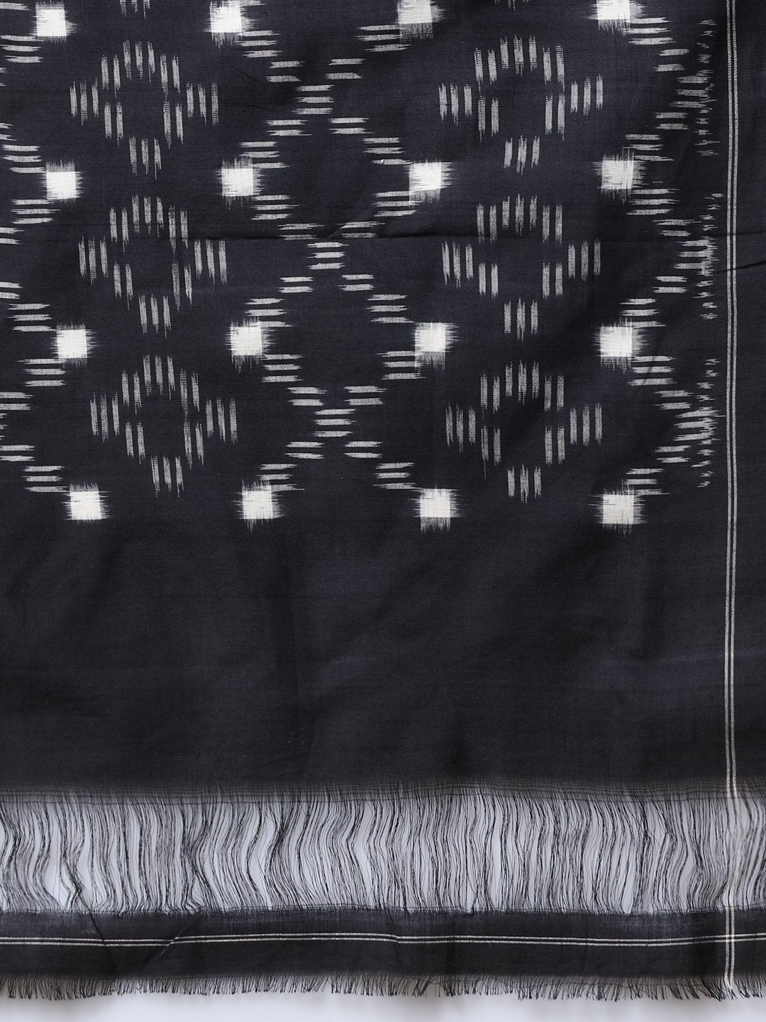 Black pochampally ikat handloom cotton saree